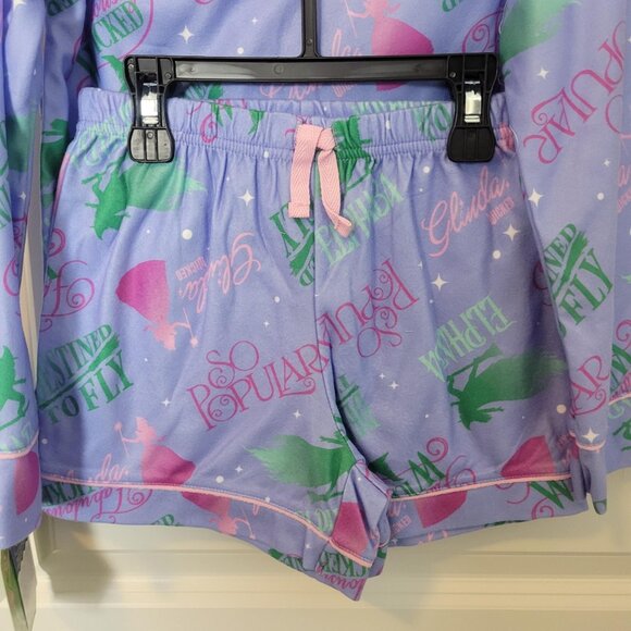NEW NWT Wicked Girls Long Sleeve Fleece 2pc Pajama Set w/Shorts S 6/7 Purple - Picture 4 of 5